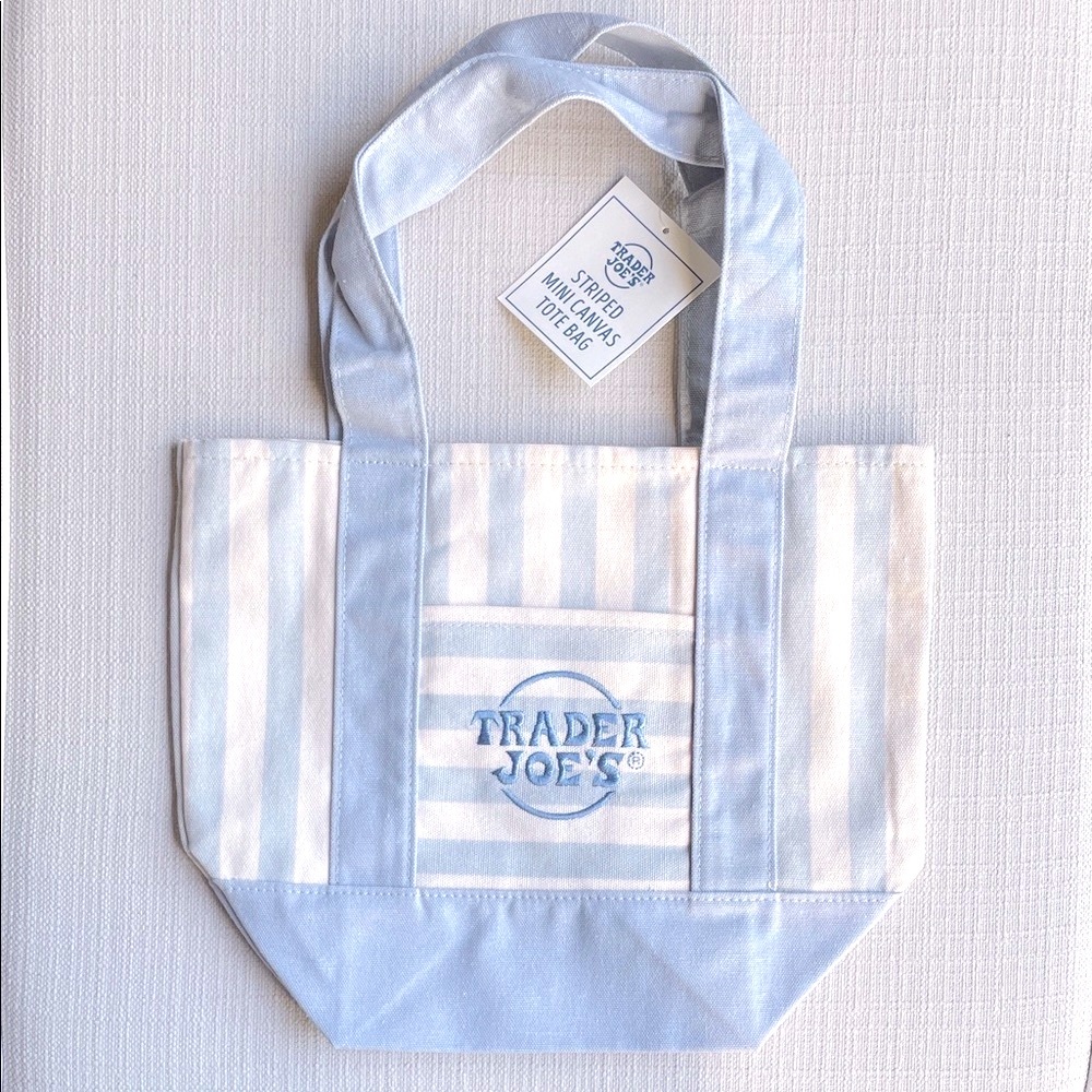 Trader Joe's Blue and White Striped mini Canvas Tote
